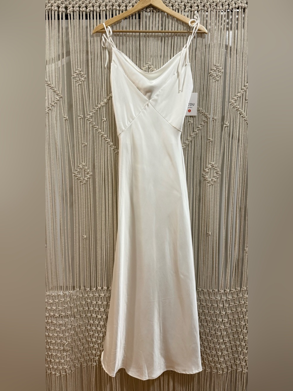Uezou NWT Satin Cowl Neck Spaghetti Strap Slip Maxi Dress